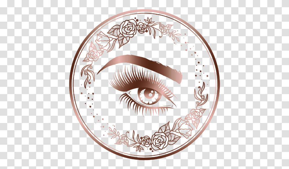 Luxury Floral Rose Gold Lashes Circle Eyes Brows Square Lashes Logo Design, Rug, Coin, Money, Dragon Transparent Png