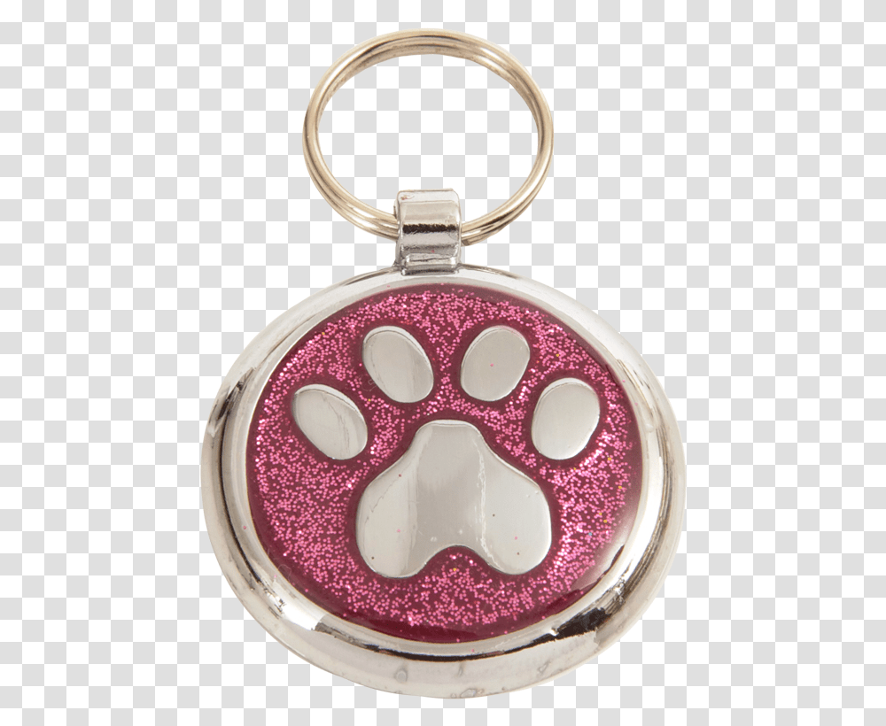 Luxury Glitter Pink Paw Print Designer Dog Tag Shimmer Range Keychain, Pendant, Locket, Jewelry, Accessories Transparent Png