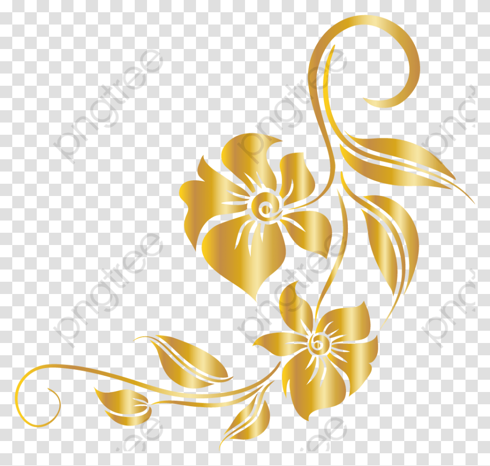 Luxury Golden Flower Golden Corner Design, Floral Design, Pattern Transparent Png