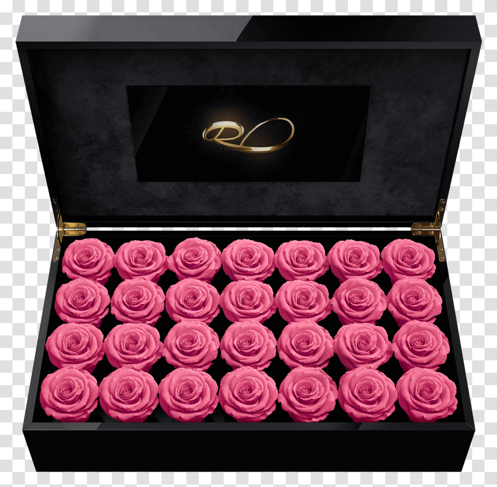 Luxury Lcd Display Flower Box Royal With 28 Preserved Rose, Treasure, Briefcase, Bag Transparent Png