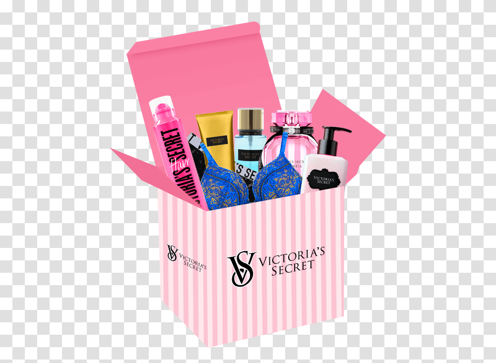 Lykkeboks - Open Victoria's Secret Box Girly, Text, Cosmetics, Bottle, Lingerie Transparent Png