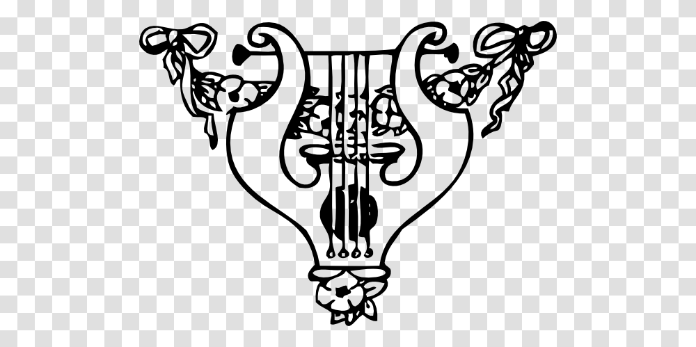 Lyre And Garland Clip Art, Leisure Activities, Harp, Musical Instrument, Stencil Transparent Png