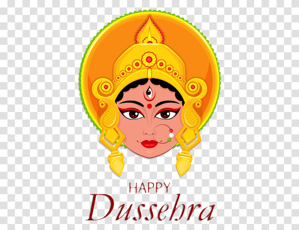 Maa Durga Face Vector Download Happy Dussehra Maa Durga, Head, Crowd, Poster, Advertisement Transparent Png