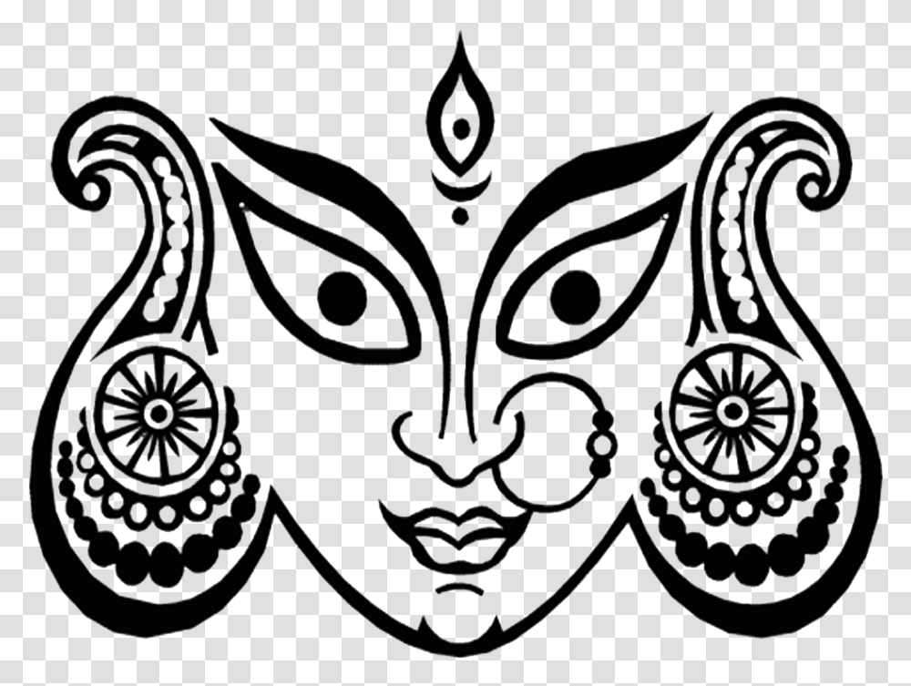 Maa Durga Pencil Sketch, Pattern, Stencil Transparent Png