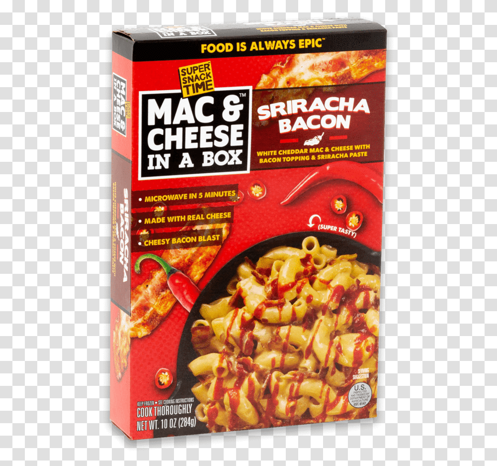 Mac Amp Cheese In A Box Sriracha Bacon Mac And Cheese, Food, Pasta, Advertisement, Macaroni Transparent Png