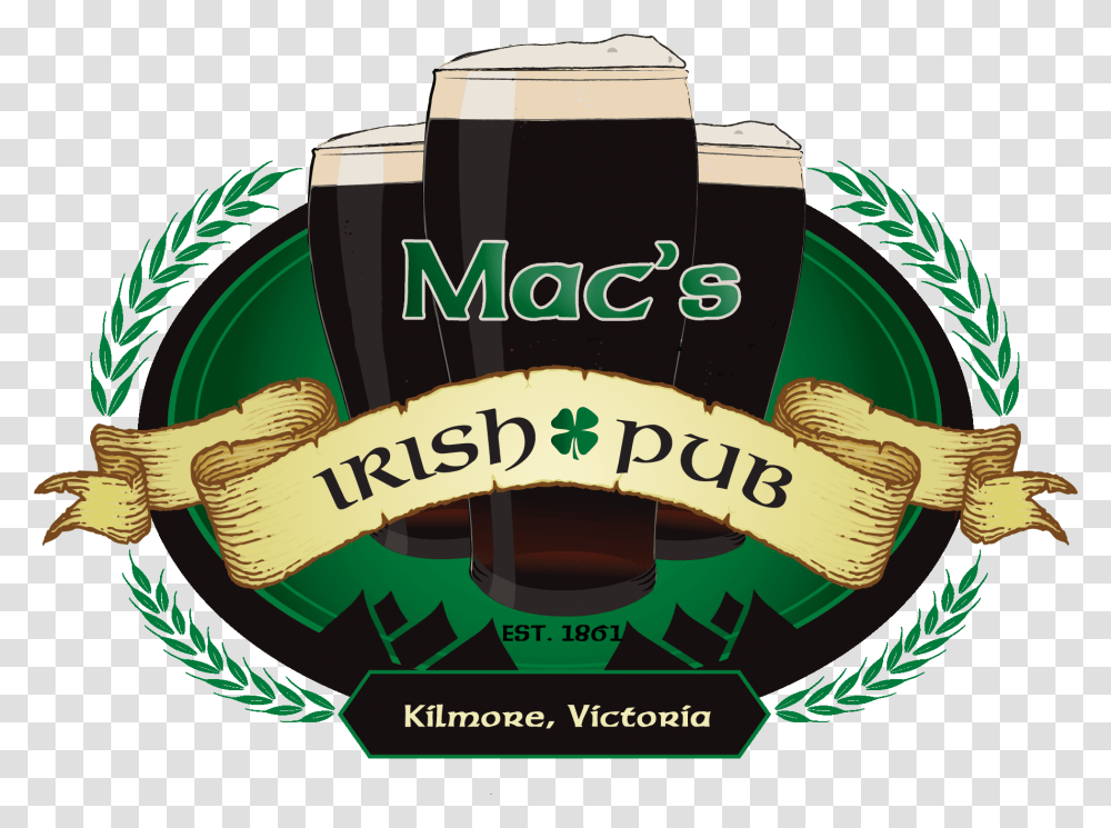 Mac Logo Irish Pub, Beer, Alcohol, Beverage, Stout Transparent Png
