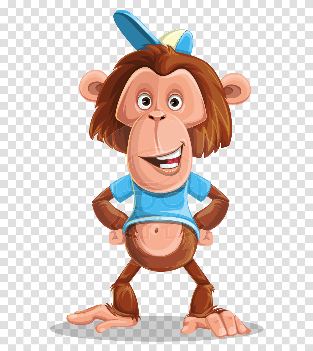 Macaque Monkey With T Shirt And A Hat Cartoon Vector Cartoon, Toy, Wildlife, Animal, Mammal Transparent Png