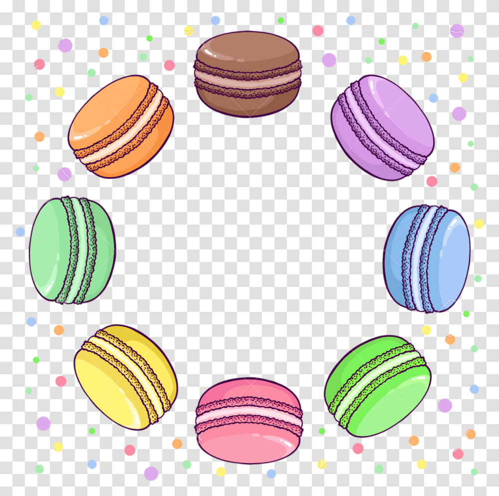 Macaroon Cute Colorful Rainbow Dots Frame Clipart, Sphere, Sweets, Food, Confectionery Transparent Png