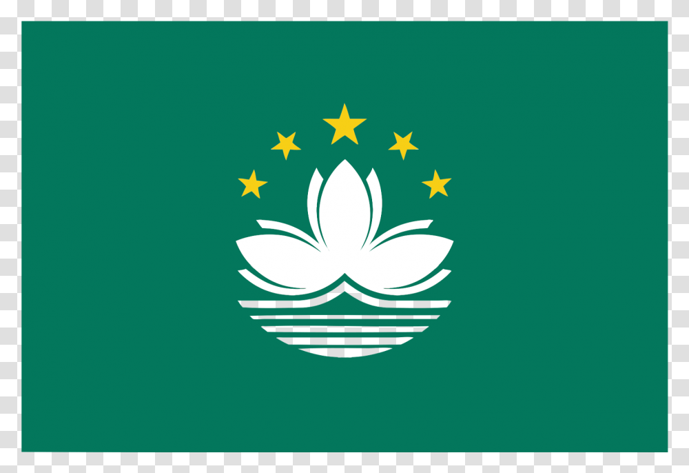 Macau Flag Logo Vector Green Flag With Yellow Star, Floral Design Transparent Png