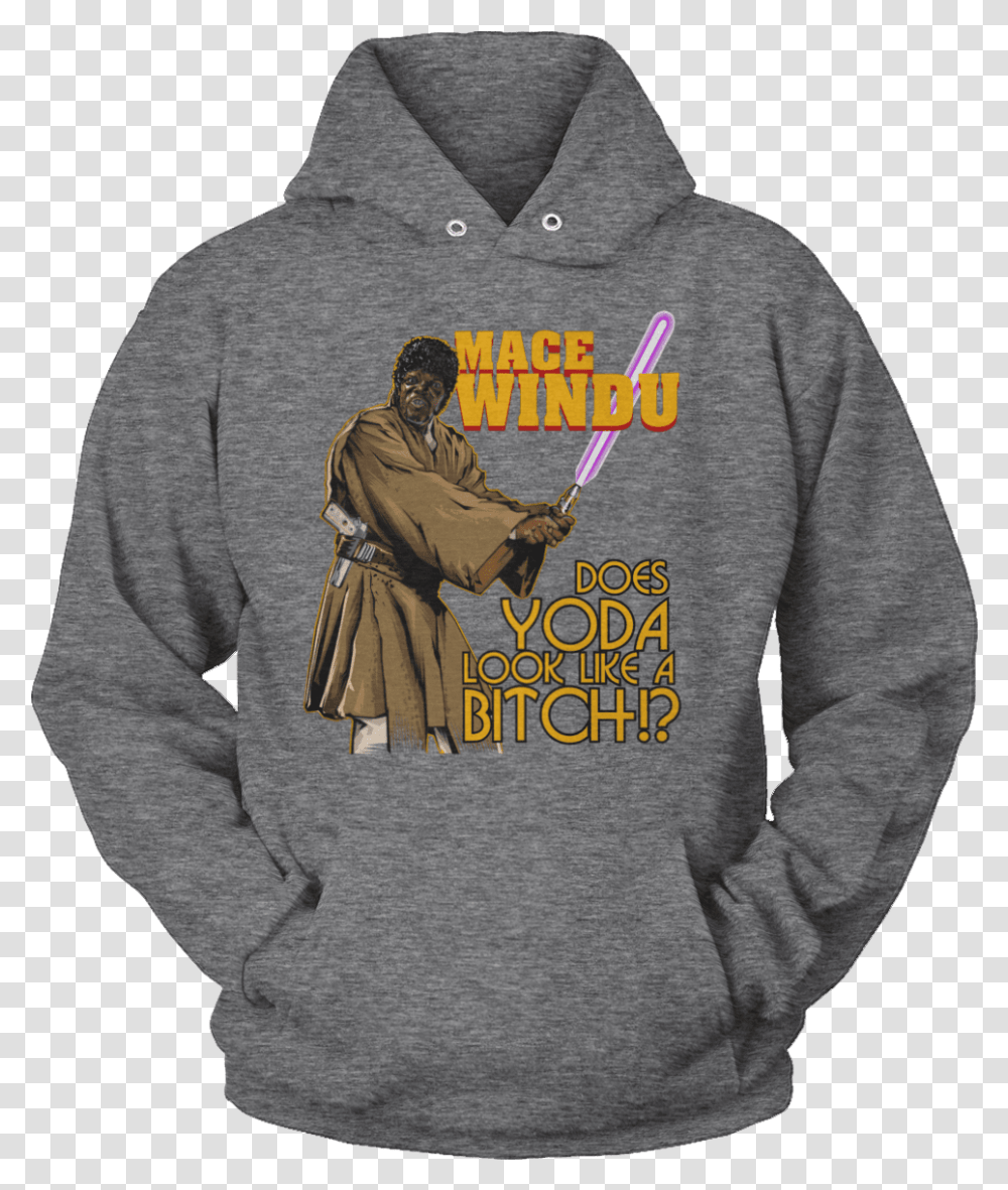 Mace Windu Pulp Fiction Does He Look Like A Btch Funny Moose Pullover Hoodie, Clothing, Apparel, Sweatshirt, Sweater Transparent Png