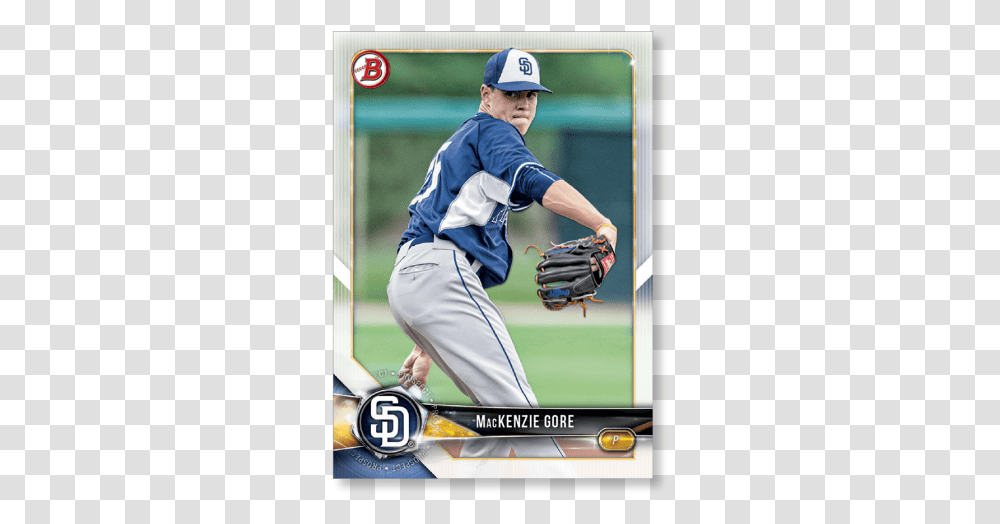 Mackenzie Gore 2018 Topps Bowman Baseball Paper Prospects San Diego Padres, Apparel, Person, Human Transparent Png