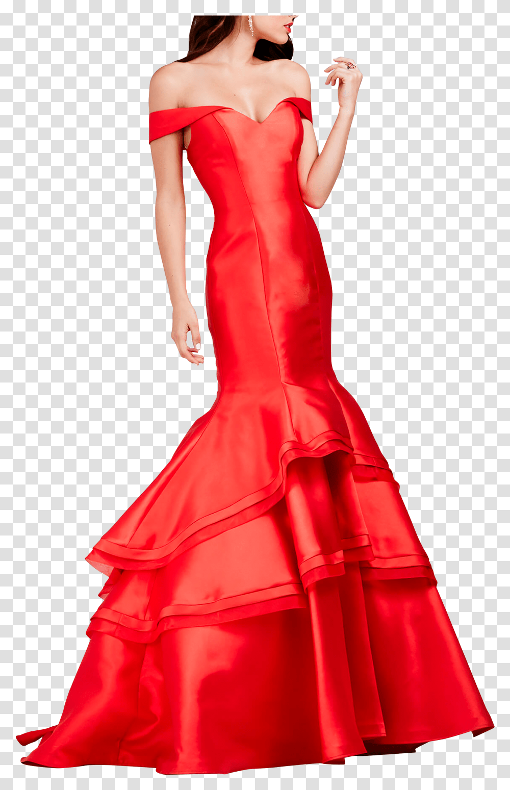 Mackenzie Red Dress Trumpet Off The Shoulder Prom Dress, Apparel, Female, Person Transparent Png