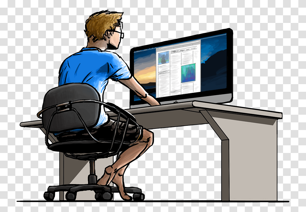 Mad At Computer Guy On His Computer, Person, Human, Monitor, Screen Transparent Png