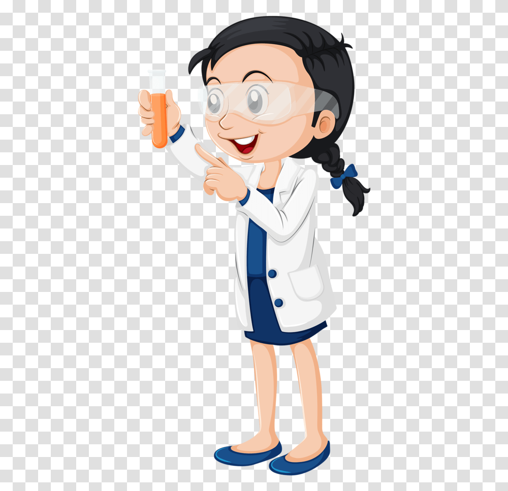 Mad Kid Female Scientist Cartoon No Background, Person, Human, Doctor, Coat Transparent Png