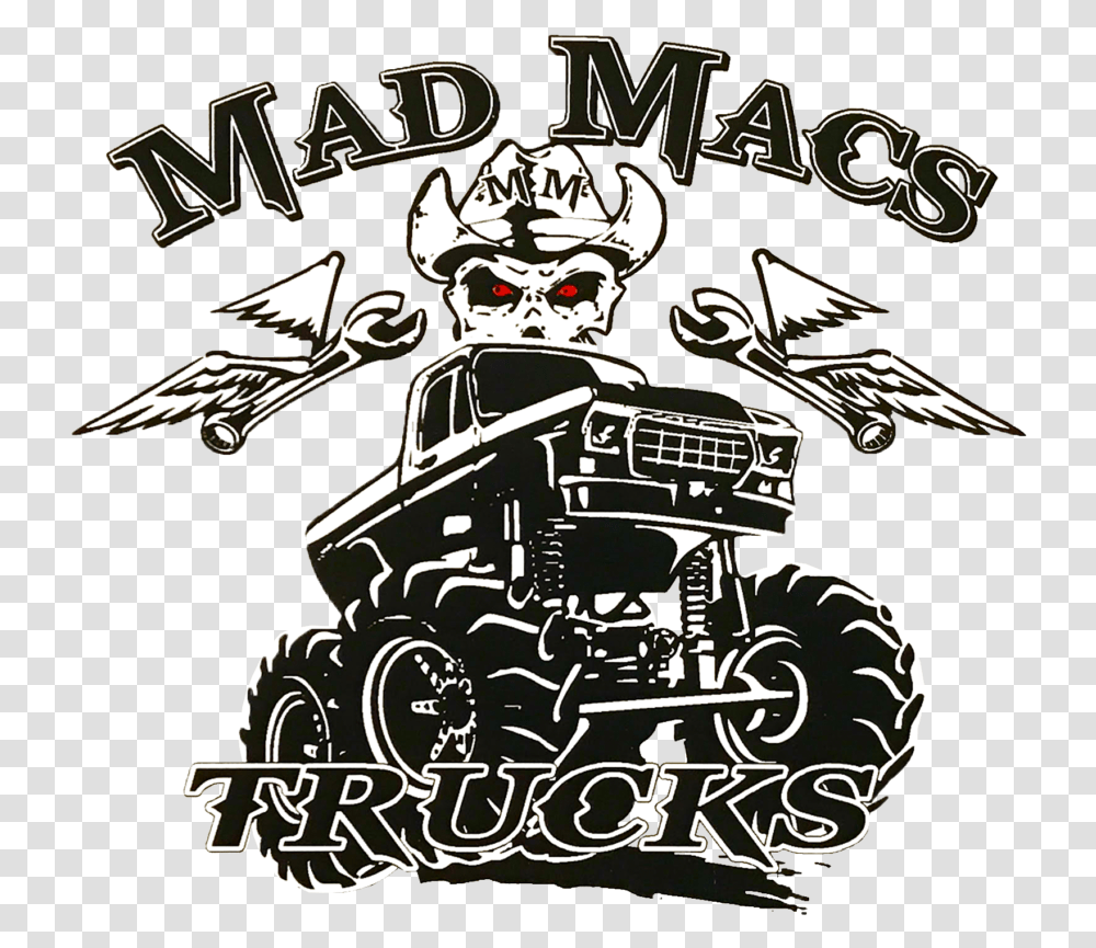 Mad Macs Trucks Logo Cartoon, Motorcycle, Vehicle, Transportation Transparent Png