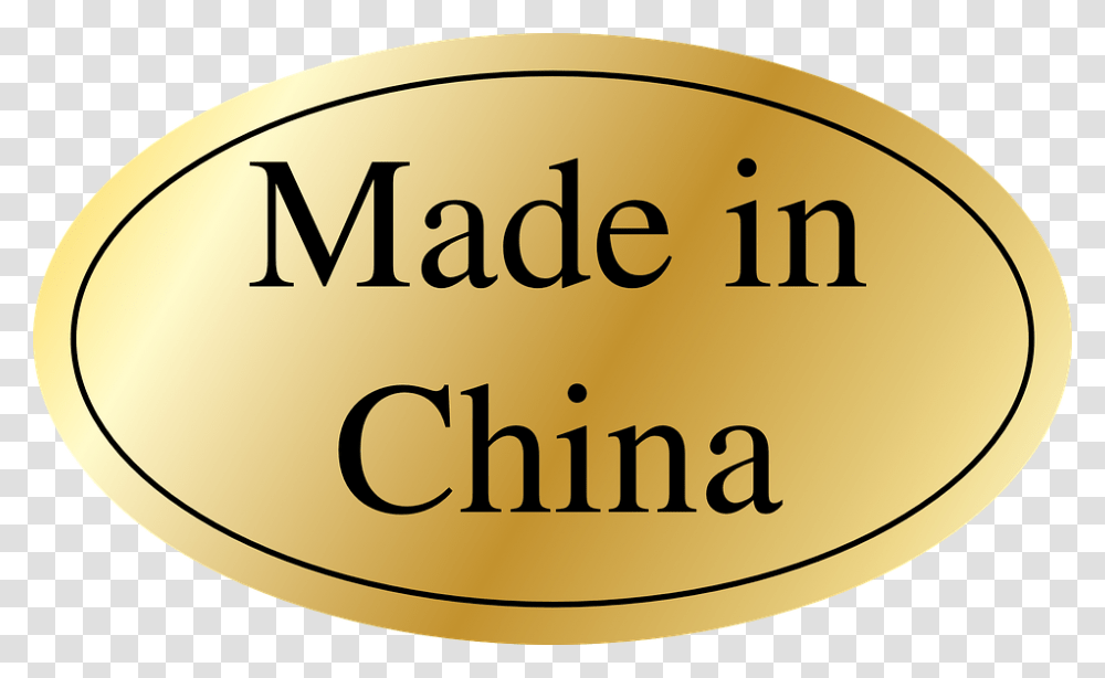 Made In China Label Golden Made In China, Sticker, Word, Logo Transparent Png