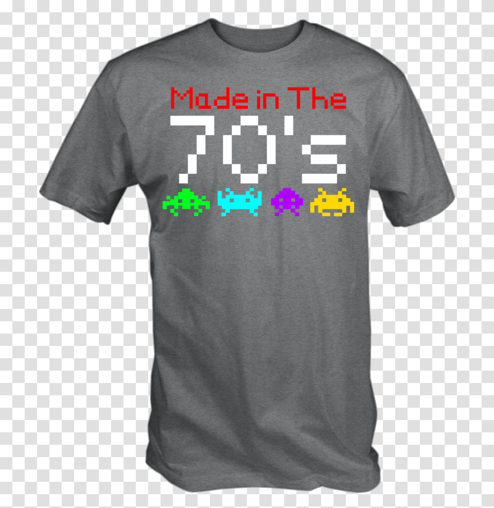 Made In The 70s Space Invader Graphics Retro 8 Active Shirt, Apparel, T-Shirt, Sleeve Transparent Png