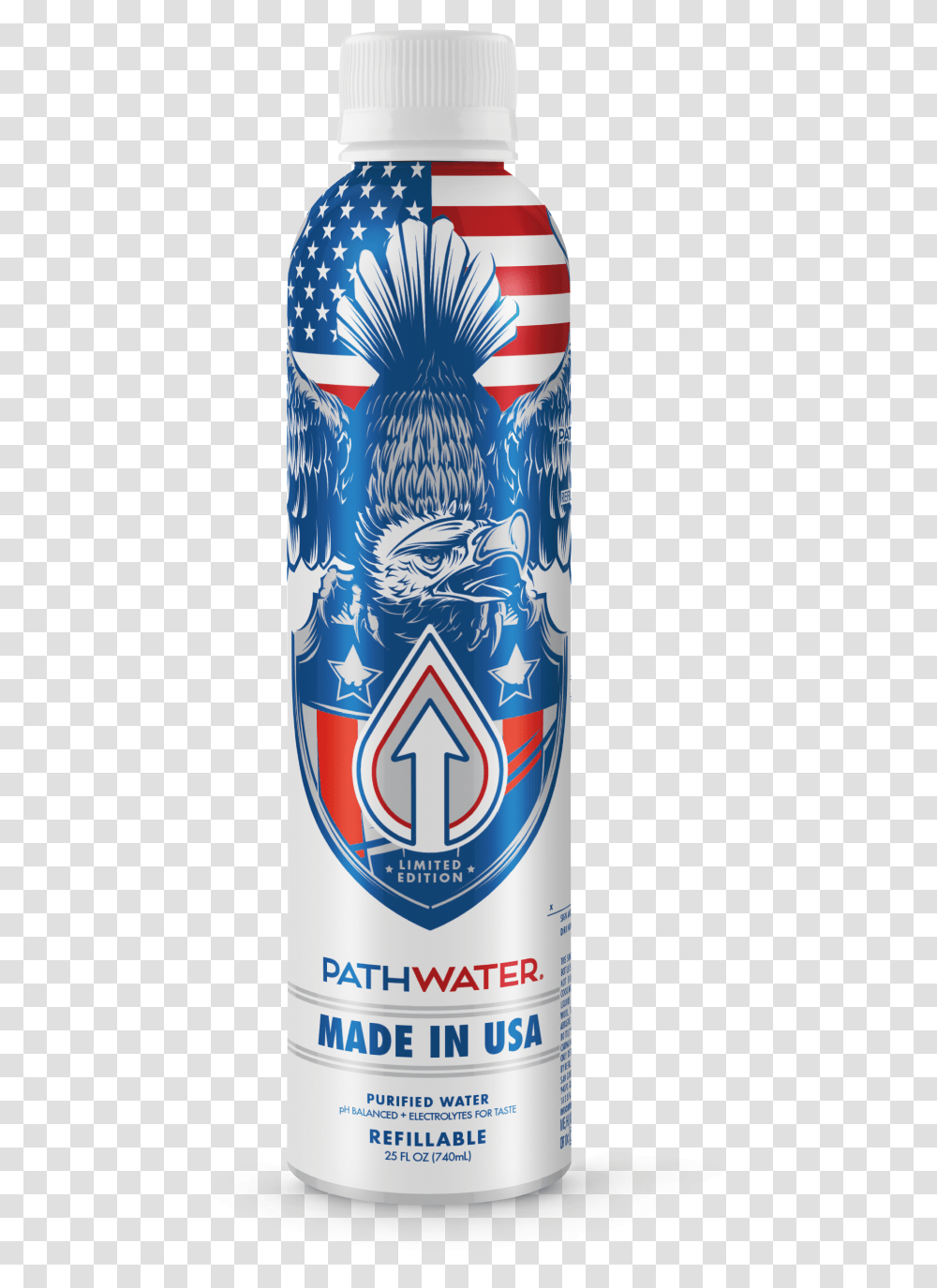 Made In Usa Water Bottle Bottled Pathwater Path Water American Bottle, Beverage, Drink, Alcohol, Beer Transparent Png