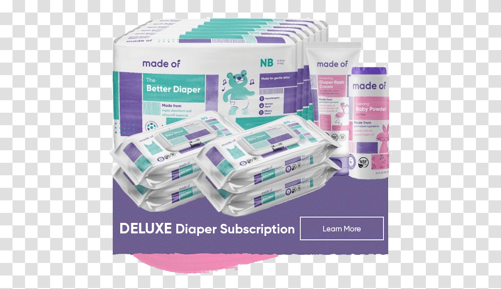 Made Of Deluxe Diaper Subscription Baby Products, First Aid, Bandage Transparent Png