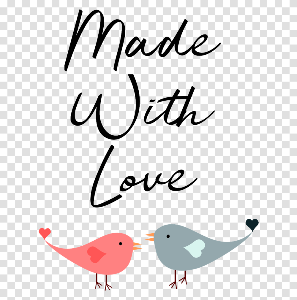 Made With Love Vector Cute Bird, Animal, Handwriting, Calligraphy Transparent Png