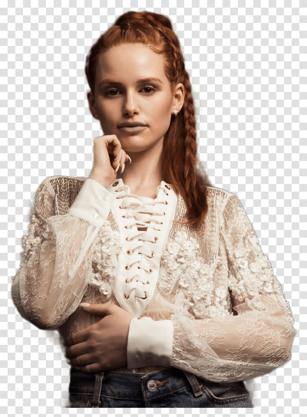 Madelaine Petsch Image Madelaine Petsch, Person, Lace, Sleeve Transparent Png