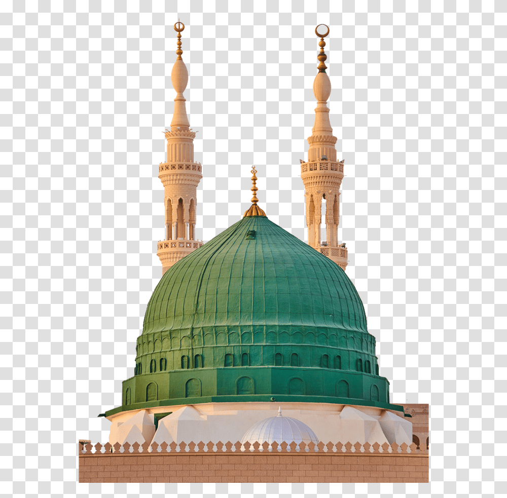 Madina Shareef With No Background Two Minar Al Masjid Al Nabawi, Dome, Architecture, Building, Mosque Transparent Png