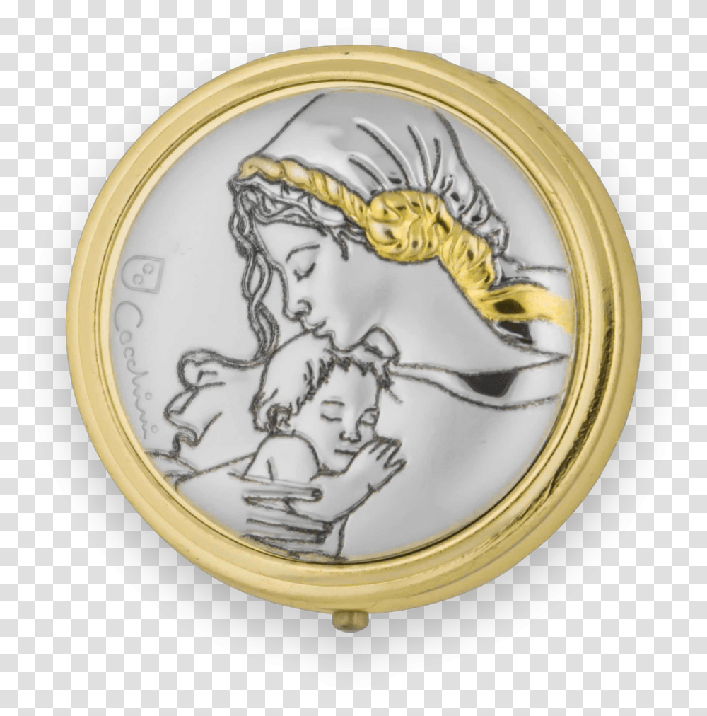 Madonna And Child Pyx Emblem, Coin, Money, Gold Transparent Png