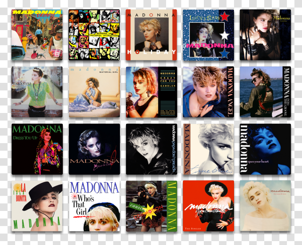Madonna Singles Google Drive Hd Download Collage, Poster, Advertisement, Person, Human Transparent Png