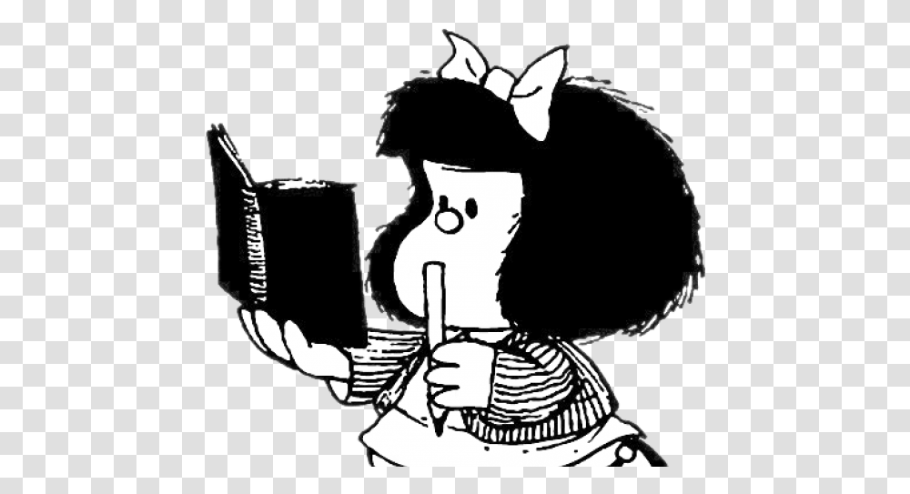 Mafalda Mafalda Con Celular, Person, Alcohol, Beverage, Stencil Transparent Png