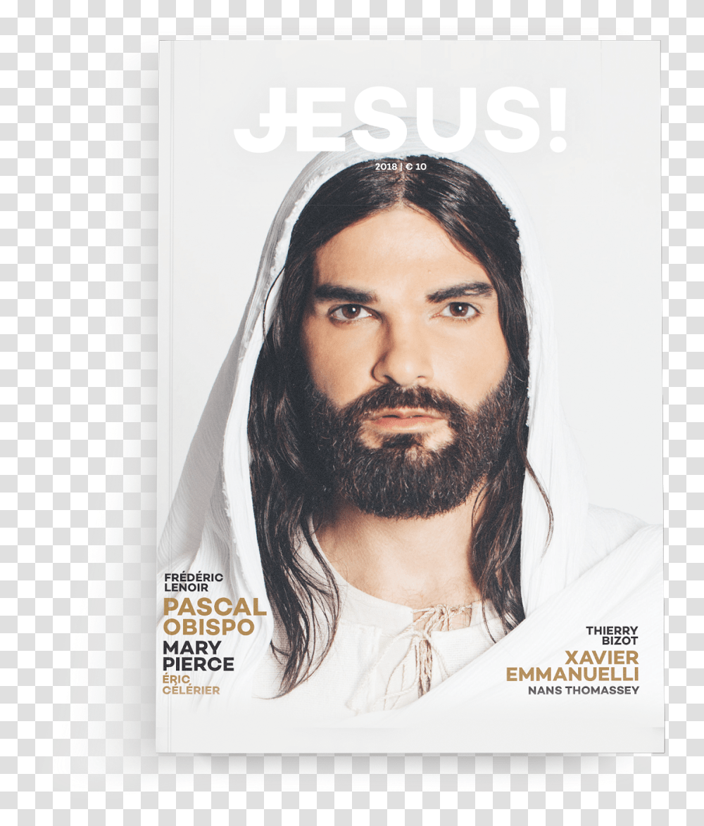 Magazine Jesus, Face, Person, Human, Advertisement Transparent Png
