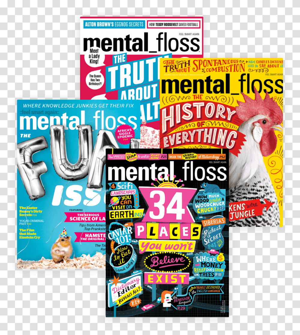 Magazines Mental Floss, Chicken, Poultry, Fowl, Bird Transparent Png