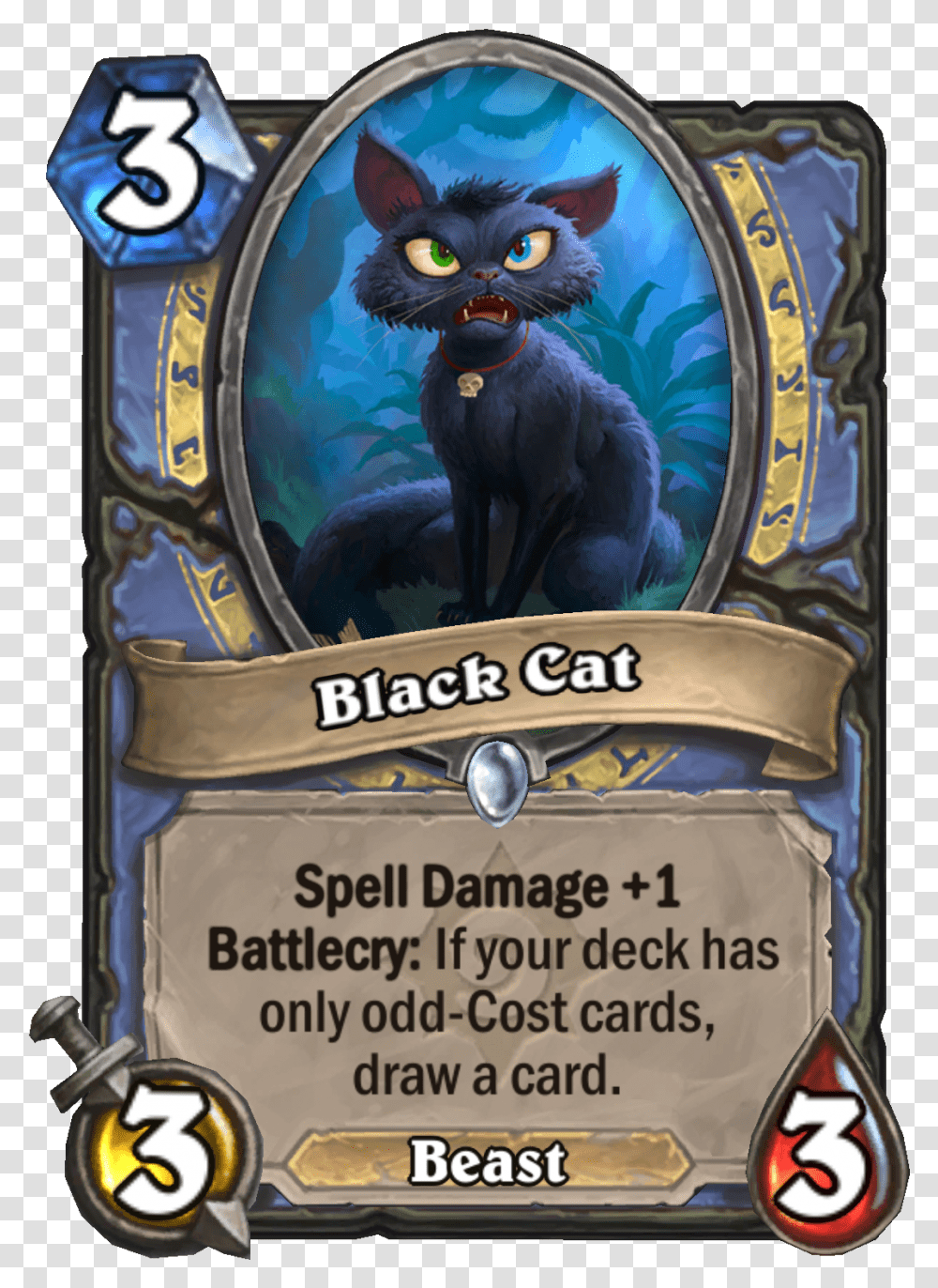 Mage Black Cat Hearthstone New Cards Witchwood, Pet, Mammal, Animal, Egyptian Cat Transparent Png