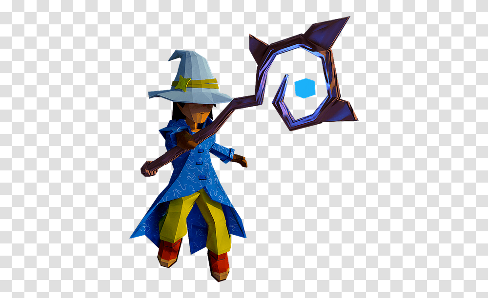 Mage Lowpoly Power Witch Magic Robe Hat Blue Low Poly Art Mage, Toy, Adventure, Leisure Activities Transparent Png