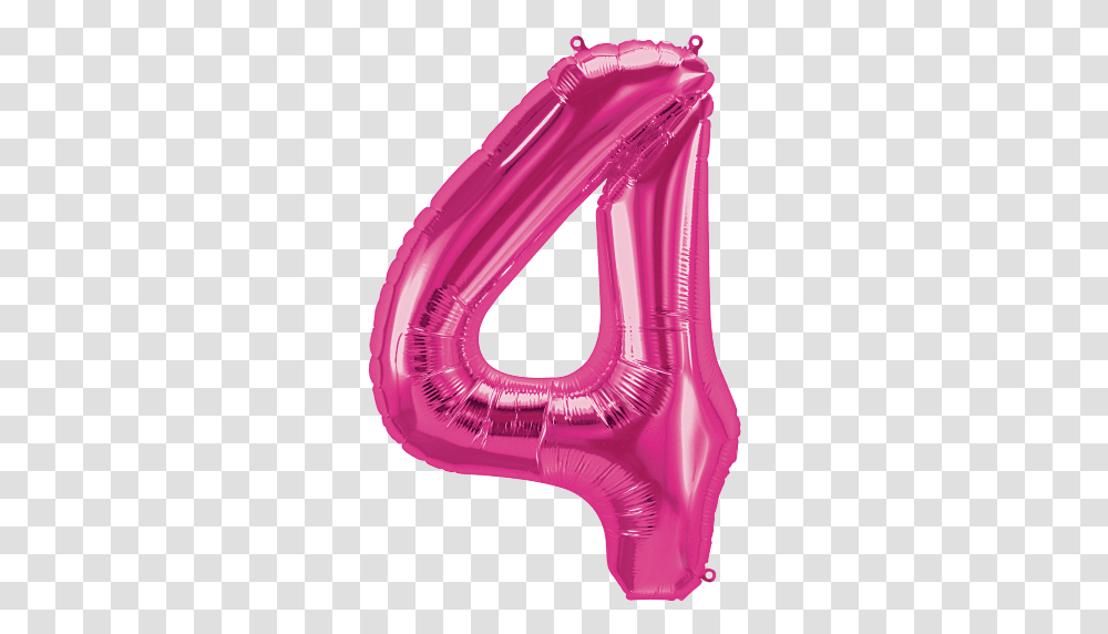 Magenta Number 4 Four 34 Pink Balloon, Blow Dryer, Appliance, Hair Drier, Inflatable Transparent Png