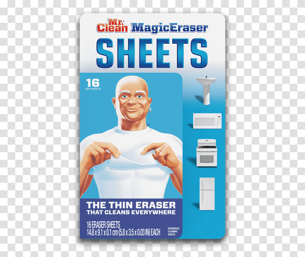 Magic Eraser Sheets Mr Clean Magic Eraser Sheets, Person, Human, Advertisement, Poster Transparent Png