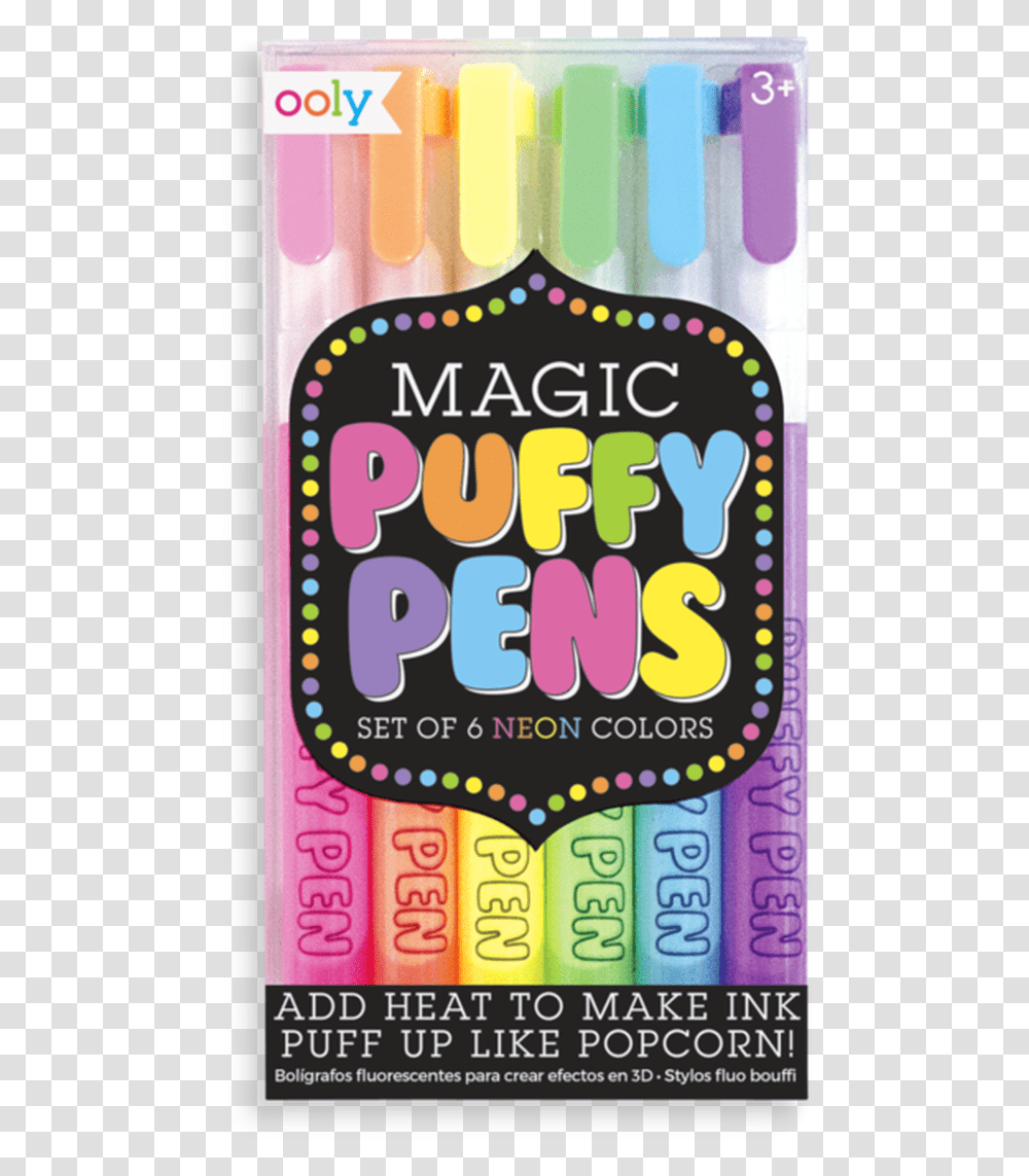 Magic Neon Puffy Pen Set Magic Puffy Pens, Poster, Advertisement, Flyer, Paper Transparent Png