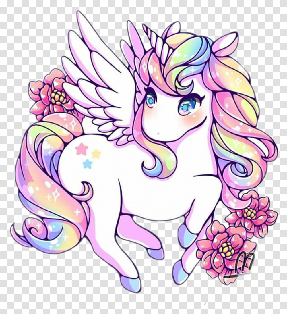 Magic Pony Horse Flower Rainbow Pastel Chibi Rainbow Kawaii Cute Unicorn, Drawing, Art, Doodle, Graphics Transparent Png