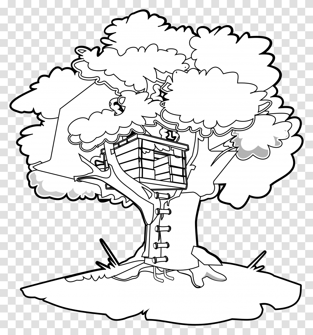 Magic Tree House Coloring Book Clip Art Tree House Black And White Clipart, Drawing, Doodle, Painting, Sketch Transparent Png
