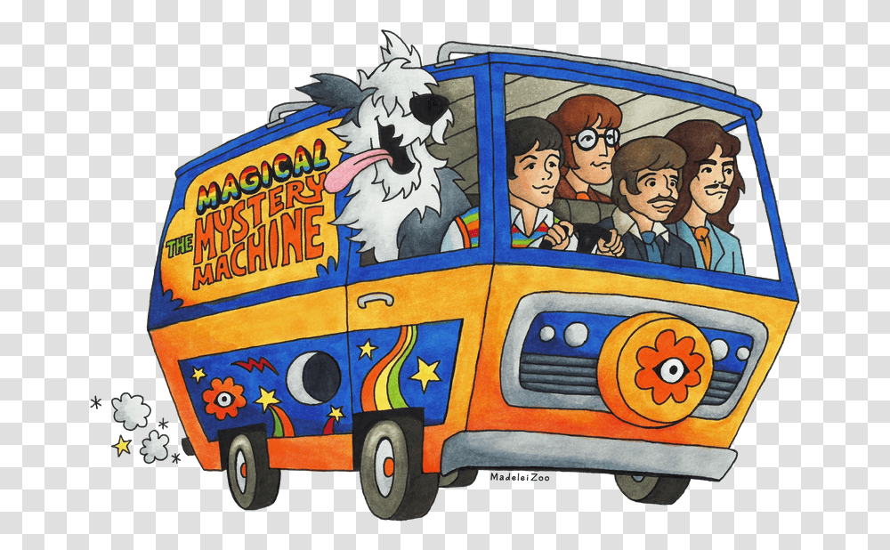 Magical Mystery Machine, Bus, Vehicle, Transportation, Person Transparent Png