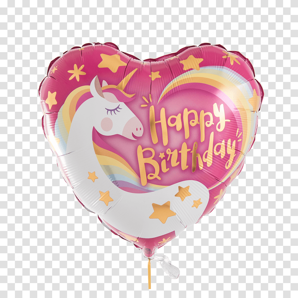 Magical Unicorn Happy Birthday Balloon, Heart Transparent Png