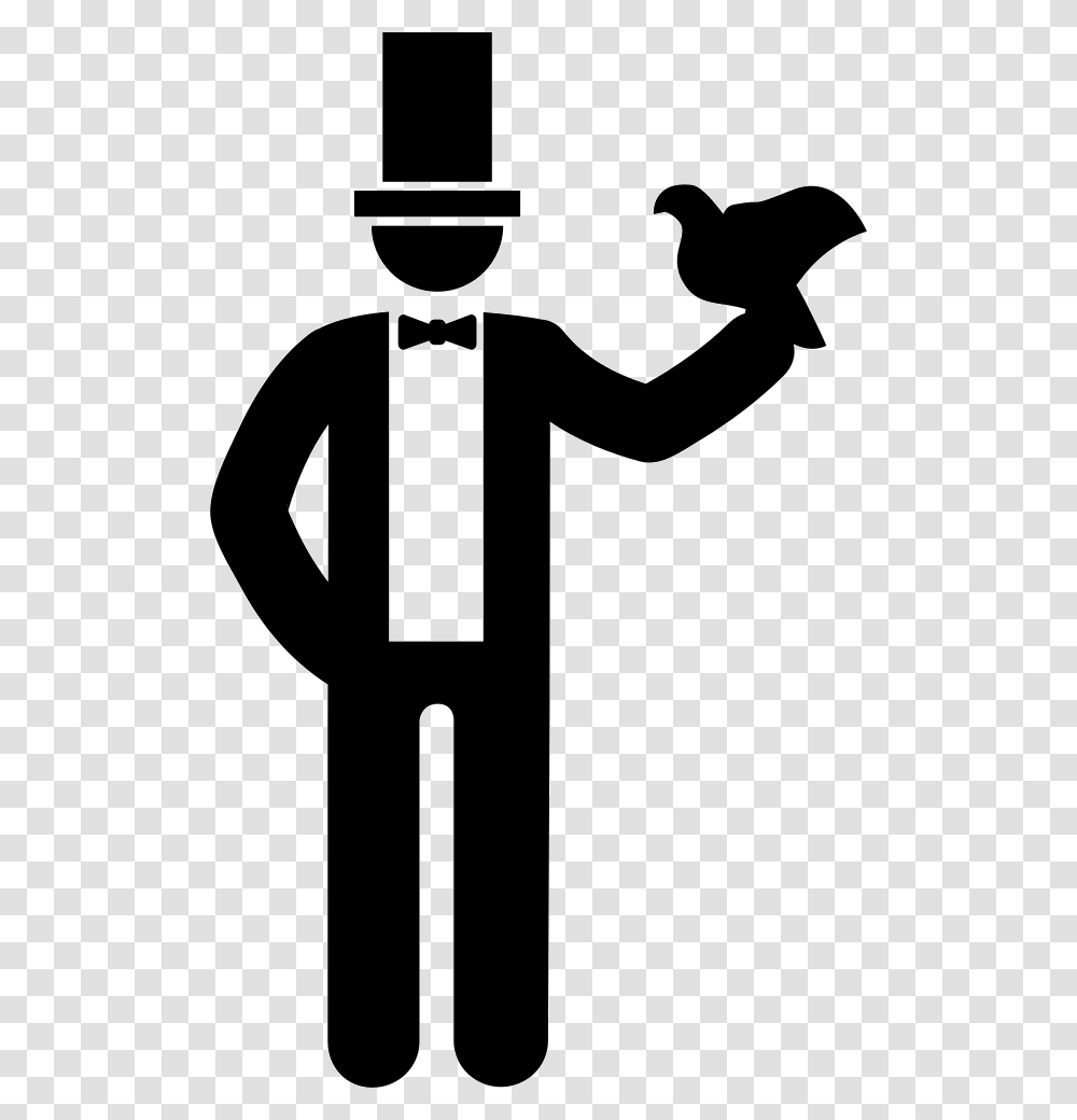 Magician With A Dove, Performer, Stencil, Silhouette, Shirt Transparent Png