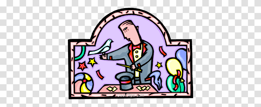 Magician With Props Royalty Free Vector Clip Art Illustration, Doodle, Drawing, Bird, Helmet Transparent Png