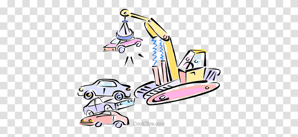 Magnetic Crane With Car In The Junk Yard Royalty Free Vector Clip, Vehicle, Transportation, Sports Car, Spaceship Transparent Png
