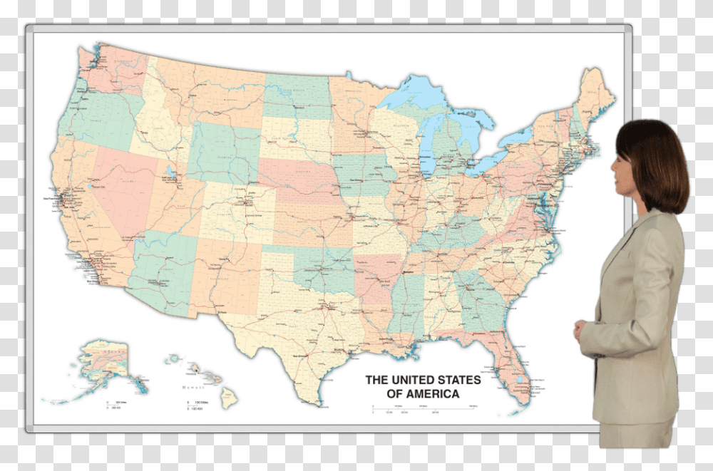 Magnetic Dry Erase United States Usa Whiteboard Map Usa Map, Person, Human, Diagram, Atlas Transparent Png