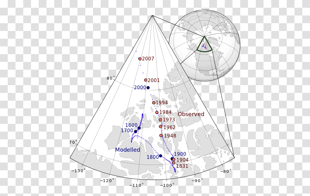 Magnetic North Pole Positions Location Of Magnetic North Over Time, Clock Tower, Architecture, Building, Transportation Transparent Png
