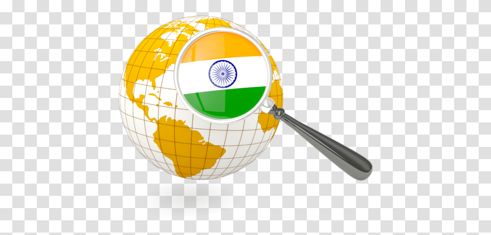 Magnified Flag With Globe Icon India On Globe, Outer Space, Astronomy, Universe, Balloon Transparent Png
