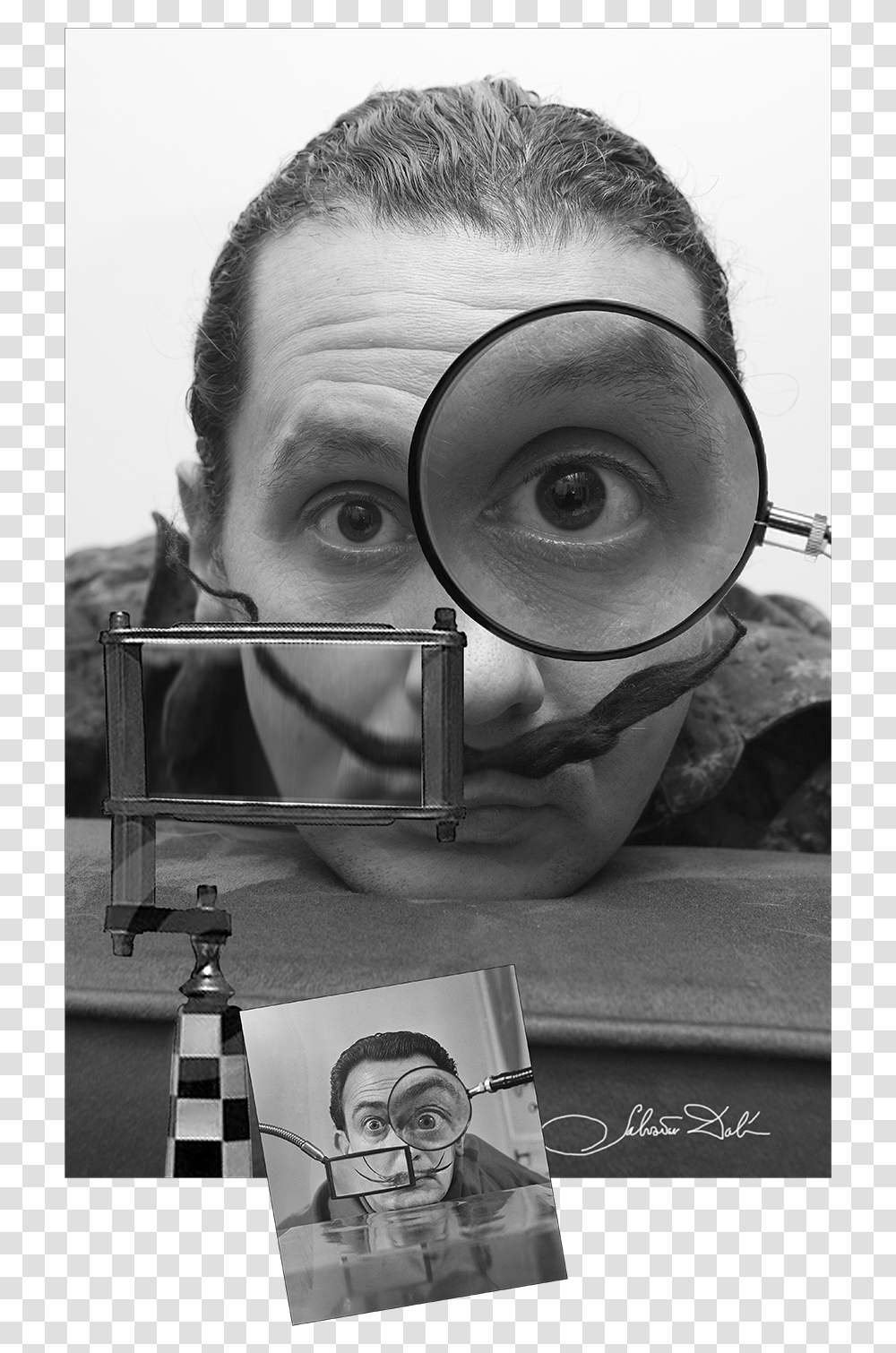 Magnifying Glass Eye Salvador Dali, Person, Human, Face, Head Transparent Png