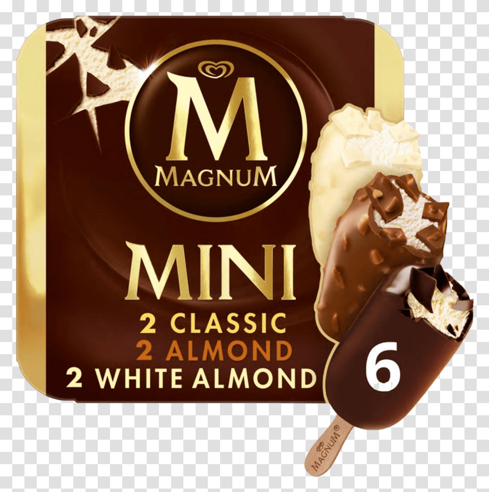 Magnum Mini Classic Almond White Almond Mix 6x45ml Mini Magnum Classic Ice Cream, Advertisement, Flyer, Poster, Paper Transparent Png