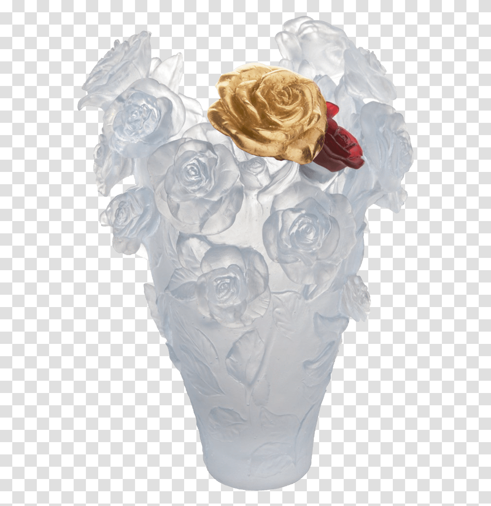 Magnum Rose Passion Vase In White With Red & Gold Flowers 50 Ex Lalique Rose Petal Vase, Jar, Pottery, Porcelain, Art Transparent Png