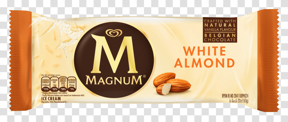 Magnum White Almond 80ml Wrapper Id 3d Pack Shot Magnum Ice Cream White, Nut, Vegetable, Plant Transparent Png